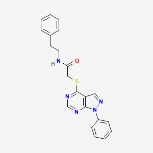 molecular formula C21H19N5OS B2721676 N-苯乙基-2-((1-苯基-1H-吡唑并[3,4-d]嘧啶-4-基)硫)乙酰胺 CAS No. 516461-38-4