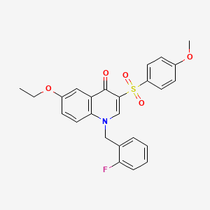 molecular formula C25H22FNO5S B2721681 6-乙氧基-1-[(2-氟苯基)甲基]-3-(4-甲氧基苯基)磺酰喹啉-4-酮 CAS No. 872199-15-0