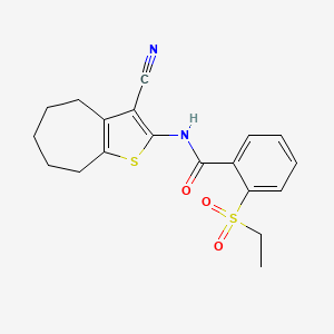 molecular formula C19H20N2O3S2 B2721684 N-(3-氰基-5,6,7,8-四氢-4H-环庚并[b]噻吩-2-基)-2-乙磺酰基苯甲酰胺 CAS No. 898422-93-0