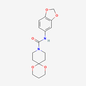 molecular formula C16H20N2O5 B2721691 N-(benzo[d][1,3]dioxol-5-yl)-1,5-dioxa-9-azaspiro[5.5]undecane-9-carboxamide CAS No. 1351655-49-6