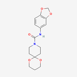 molecular formula C16H20N2O5 B2721691 N-(苯并[d][1,3]二氧杂环[5.5]十一烷-9-基)-1,5-二氧杂-9-氮杂螺[5.5]十一烷-9-甲酰胺 CAS No. 1351655-49-6