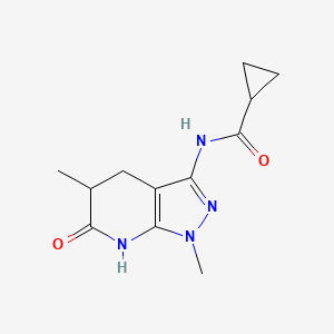 molecular formula C12H16N4O2 B2721700 N-(1,5-二甲基-6-氧代-4,5,6,7-四氢-1H-吡唑并[3,4-b]吡啶-3-基)环丙烷甲酰胺 CAS No. 1208965-30-3