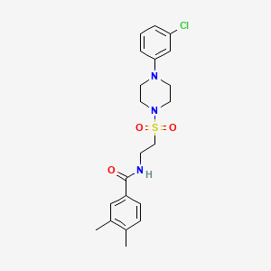 N-(2-((4-(3-chlorophenyl)piperazin-1-yl)sulfonyl)ethyl)-3,4-dimethylbenzamide