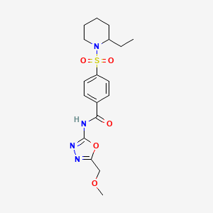 molecular formula C18H24N4O5S B2721708 4-((2-ethylpiperidin-1-yl)sulfonyl)-N-(5-(methoxymethyl)-1,3,4-oxadiazol-2-yl)benzamide CAS No. 850936-25-3