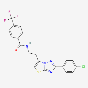 molecular formula C20H14ClF3N4OS B2721718 N-(2-(2-(4-氯苯基)噻唑并[3,2-b][1,2,4]三唑-6-基)乙基)-4-(三氟甲基)苯甲酰胺 CAS No. 894024-01-2