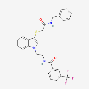 molecular formula C27H24F3N3O2S B2721726 N-[2-[3-[2-(苄基氨基)-2-氧代乙基]硫代吲哚-1-基]乙基]-3-(三氟甲基)苯甲酰胺 CAS No. 851714-87-9