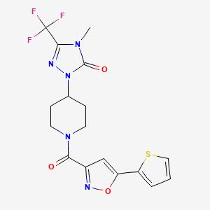 molecular formula C17H16F3N5O3S B2721739 4-甲基-1-(1-(5-(噻吩-2-基)异噁唑-3-羰基)哌啶-4-基)-3-(三氟甲基)-1H-1,2,4-三唑-5(4H)-酮 CAS No. 2034329-43-4