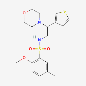 molecular formula C18H24N2O4S2 B2721754 2-methoxy-5-methyl-N-(2-morpholino-2-(thiophen-3-yl)ethyl)benzenesulfonamide CAS No. 946222-03-3