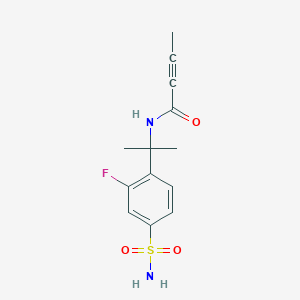 molecular formula C13H15FN2O3S B2721763 N-[2-(2-Fluoro-4-sulfamoylphenyl)propan-2-yl]but-2-ynamide CAS No. 2411220-97-6