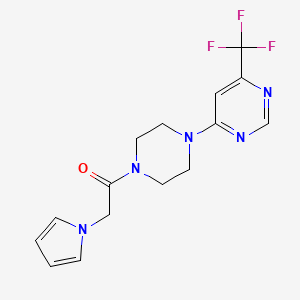 molecular formula C15H16F3N5O B2721767 2-(1H-pyrrol-1-yl)-1-(4-(6-(trifluoromethyl)pyrimidin-4-yl)piperazin-1-yl)ethanone CAS No. 2034440-44-1