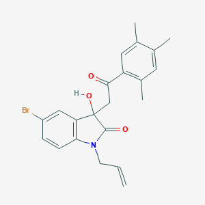 molecular formula C22H22BrNO3 B272177 5-bromo-3-hydroxy-3-[2-oxo-2-(2,4,5-trimethylphenyl)ethyl]-1-(prop-2-en-1-yl)-1,3-dihydro-2H-indol-2-one 