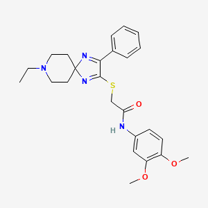 N-(3,4-dimethoxyphenyl)-2-((8-ethyl-3-phenyl-1,4,8-triazaspiro[4.5]deca-1,3-dien-2-yl)thio)acetamide