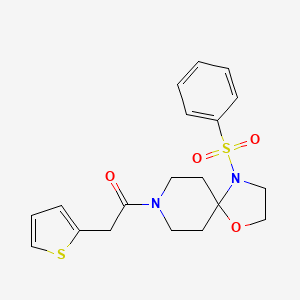 molecular formula C19H22N2O4S2 B2721781 1-(4-(Phenylsulfonyl)-1-oxa-4,8-diazaspiro[4.5]decan-8-yl)-2-(thiophen-2-yl)ethanone CAS No. 1208541-55-2