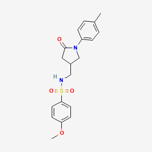 molecular formula C19H22N2O4S B2721784 4-methoxy-N-((5-oxo-1-(p-tolyl)pyrrolidin-3-yl)methyl)benzenesulfonamide CAS No. 955234-28-3
