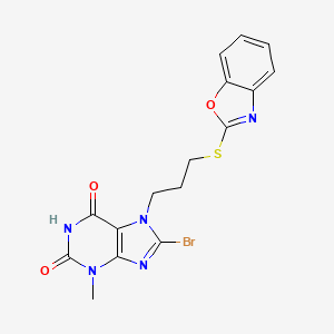 7-(3-(benzo[d]oxazol-2-ylthio)propyl)-8-bromo-3-methyl-1H-purine-2,6(3H,7H)-dione