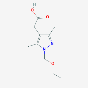 molecular formula C10H16N2O3 B2721794 2-[1-(ethoxymethyl)-3,5-dimethyl-1H-pyrazol-4-yl]acetic acid CAS No. 1480332-97-5