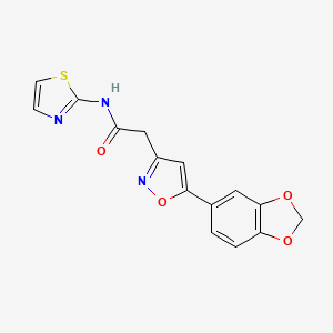 molecular formula C15H11N3O4S B2721801 2-(5-(benzo[d][1,3]dioxol-5-yl)isoxazol-3-yl)-N-(thiazol-2-yl)acetamide CAS No. 1209814-85-6