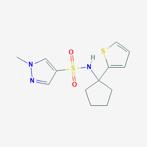 molecular formula C13H17N3O2S2 B2721815 1-methyl-N-(1-(thiophen-2-yl)cyclopentyl)-1H-pyrazole-4-sulfonamide CAS No. 2034235-86-2