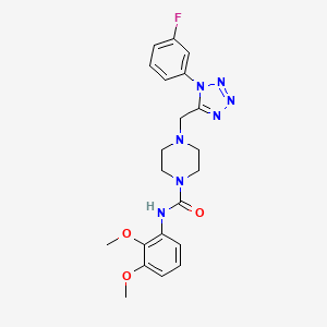 molecular formula C21H24FN7O3 B2721816 N-(2,3-二甲氧基苯基)-4-((1-(3-氟苯基)-1H-四唑-5-基)甲基)哌嗪-1-甲酰胺 CAS No. 1021254-42-1