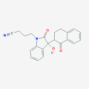 molecular formula C22H20N2O3 B272182 4-[3-hydroxy-2-oxo-3-(1-oxo-1,2,3,4-tetrahydro-2-naphthalenyl)-2,3-dihydro-1H-indol-1-yl]butanenitrile 