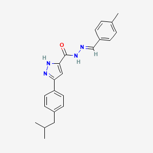 molecular formula C22H24N4O B2721821 (E)-3-(4-isobutylphenyl)-N'-(4-methylbenzylidene)-1H-pyrazole-5-carbohydrazide CAS No. 1285523-44-5