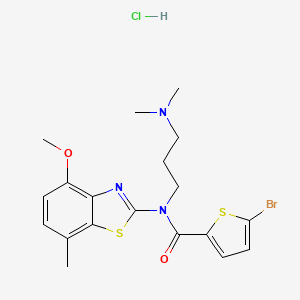 molecular formula C19H23BrClN3O2S2 B2721830 5-bromo-N-(3-(dimethylamino)propyl)-N-(4-methoxy-7-methylbenzo[d]thiazol-2-yl)thiophene-2-carboxamide hydrochloride CAS No. 1329877-69-1
