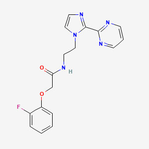 molecular formula C17H16FN5O2 B2721835 2-(2-氟苯氧基)-N-(2-(2-(嘧啶-2-基)-1H-咪唑-1-基)乙基)乙酰胺 CAS No. 1448063-06-6