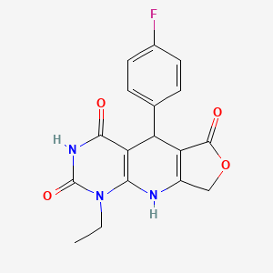 molecular formula C17H14FN3O4 B2721836 13-Ethyl-8-(4-fluorophenyl)-5-oxa-2,11,13-triazatricyclo[7.4.0.0^{3,7}]trideca-1(9),3(7)-diene-6,10,12-trione CAS No. 874594-25-9