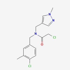 molecular formula C15H17Cl2N3O B2721847 2-Chloro-N-[(4-chloro-3-methylphenyl)methyl]-N-[(1-methylpyrazol-4-yl)methyl]acetamide CAS No. 2411257-78-6