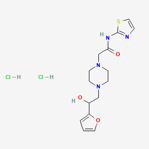 molecular formula C15H22Cl2N4O3S B2721855 2-(4-(2-(furan-2-yl)-2-hydroxyethyl)piperazin-1-yl)-N-(thiazol-2-yl)acetamide dihydrochloride CAS No. 1396850-10-4