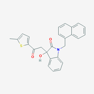 molecular formula C26H21NO3S B272186 3-hydroxy-3-[2-(5-methylthiophen-2-yl)-2-oxoethyl]-1-(naphthalen-1-ylmethyl)-1,3-dihydro-2H-indol-2-one 