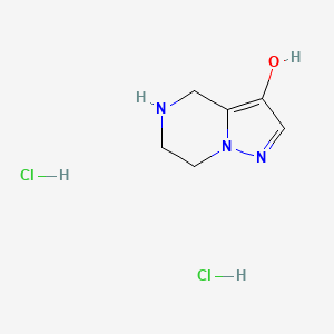 molecular formula C6H9N3O B2721862 4,5,6,7-四氢吡唑并[1,5-a]吡嗪-3-醇;二盐酸盐 CAS No. 2344685-66-9