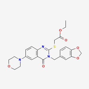 Ethyl {[3-(1,3-benzodioxol-5-ylmethyl)-6-morpholin-4-yl-4-oxo-3,4-dihydroquinazolin-2-yl]thio}acetate