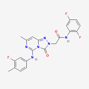 molecular formula C21H17F3N6O2 B2721872 N~1~-(2,5-二氟苯基)-2-[5-(3-氟-4-甲基苯胺基)-7-甲基-3-氧代[1,2,4]噻吡并[4,3-c]嘧啶-2(3H)-基]乙酰胺 CAS No. 1251574-30-7