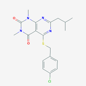 5-[(4-Chlorophenyl)methylsulfanyl]-1,3-dimethyl-7-(2-methylpropyl)pyrimido[4,5-d]pyrimidine-2,4-dione
