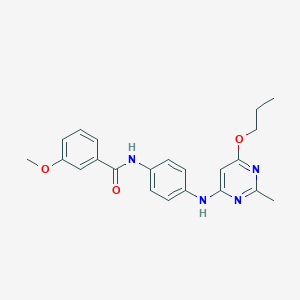 molecular formula C22H24N4O3 B2721889 3-methoxy-N-(4-((2-methyl-6-propoxypyrimidin-4-yl)amino)phenyl)benzamide CAS No. 946273-02-5