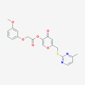 molecular formula C20H18N2O6S B2721896 [6-[(4-Methylpyrimidin-2-yl)sulfanylmethyl]-4-oxopyran-3-yl] 2-(3-methoxyphenoxy)acetate CAS No. 877637-12-2