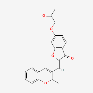 molecular formula C22H18O5 B2721898 (Z)-2-((2-甲基-2H-香豆素-3-基)甲亚甲基)-6-(2-氧代丙氧基)苯并呋喃-3(2H)-酮 CAS No. 879927-67-0