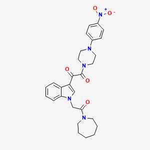 molecular formula C28H31N5O5 B2721899 1-(1-(2-(azepan-1-yl)-2-oxoethyl)-1H-indol-3-yl)-2-(4-(4-nitrophenyl)piperazin-1-yl)ethane-1,2-dione CAS No. 921058-01-7
