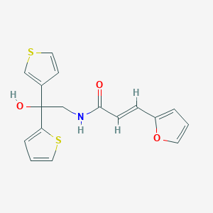 (E)-3-(furan-2-yl)-N-(2-hydroxy-2-(thiophen-2-yl)-2-(thiophen-3-yl)ethyl)acrylamide