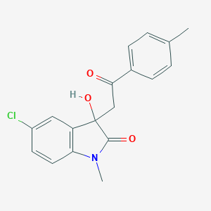 molecular formula C18H16ClNO3 B272191 5-chloro-3-hydroxy-1-methyl-3-[2-(4-methylphenyl)-2-oxoethyl]-1,3-dihydro-2H-indol-2-one 