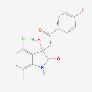 molecular formula C17H13ClFNO3 B272192 4-chloro-3-[2-(4-fluorophenyl)-2-oxoethyl]-3-hydroxy-7-methyl-1,3-dihydro-2H-indol-2-one 