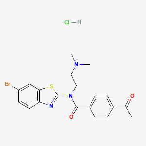 molecular formula C20H21BrClN3O2S B2721924 4-乙酰-N-(6-溴苯并[d]噻唑-2-基)-N-(2-(二甲基氨基)乙基)苯甲酰胺 盐酸盐 CAS No. 1216544-92-1