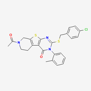 7-acetyl-2-((4-chlorobenzyl)thio)-3-(o-tolyl)-5,6,7,8-tetrahydropyrido[4',3':4,5]thieno[2,3-d]pyrimidin-4(3H)-one