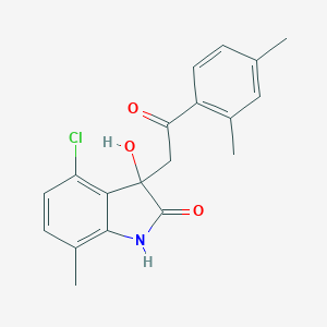 molecular formula C19H18ClNO3 B272193 4-chloro-3-[2-(2,4-dimethylphenyl)-2-oxoethyl]-3-hydroxy-7-methyl-1,3-dihydro-2H-indol-2-one 
