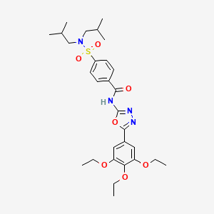 4-[bis(2-methylpropyl)sulfamoyl]-N-[5-(3,4,5-triethoxyphenyl)-1,3,4-oxadiazol-2-yl]benzamide