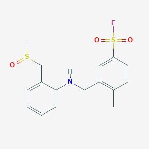 molecular formula C16H18FNO3S2 B2721934 4-Methyl-3-[[2-(methylsulfinylmethyl)anilino]methyl]benzenesulfonyl fluoride CAS No. 2411311-00-5