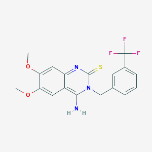 molecular formula C18H16F3N3O2S B2721940 4-氨基-6,7-二甲氧基-3-[[3-(三氟甲基)苯基]甲基]喹唑啉-2-硫酮 CAS No. 439093-83-1