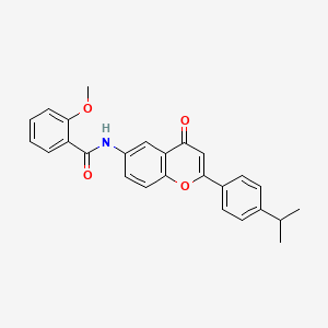 molecular formula C26H23NO4 B2721948 2-methoxy-N-{4-oxo-2-[4-(propan-2-yl)phenyl]-4H-chromen-6-yl}benzamide CAS No. 923186-41-8