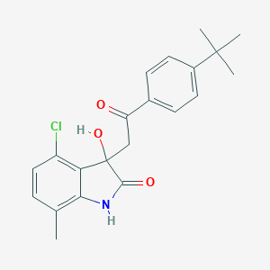 molecular formula C21H22ClNO3 B272195 3-[2-(4-tert-butylphenyl)-2-oxoethyl]-4-chloro-3-hydroxy-7-methyl-1,3-dihydro-2H-indol-2-one 